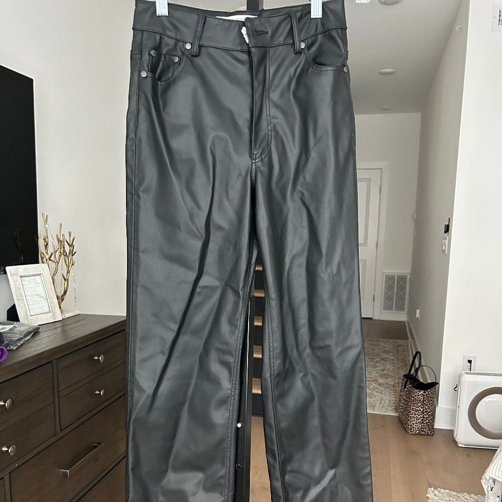 Brand New Zara Faux Leather wide leg pants